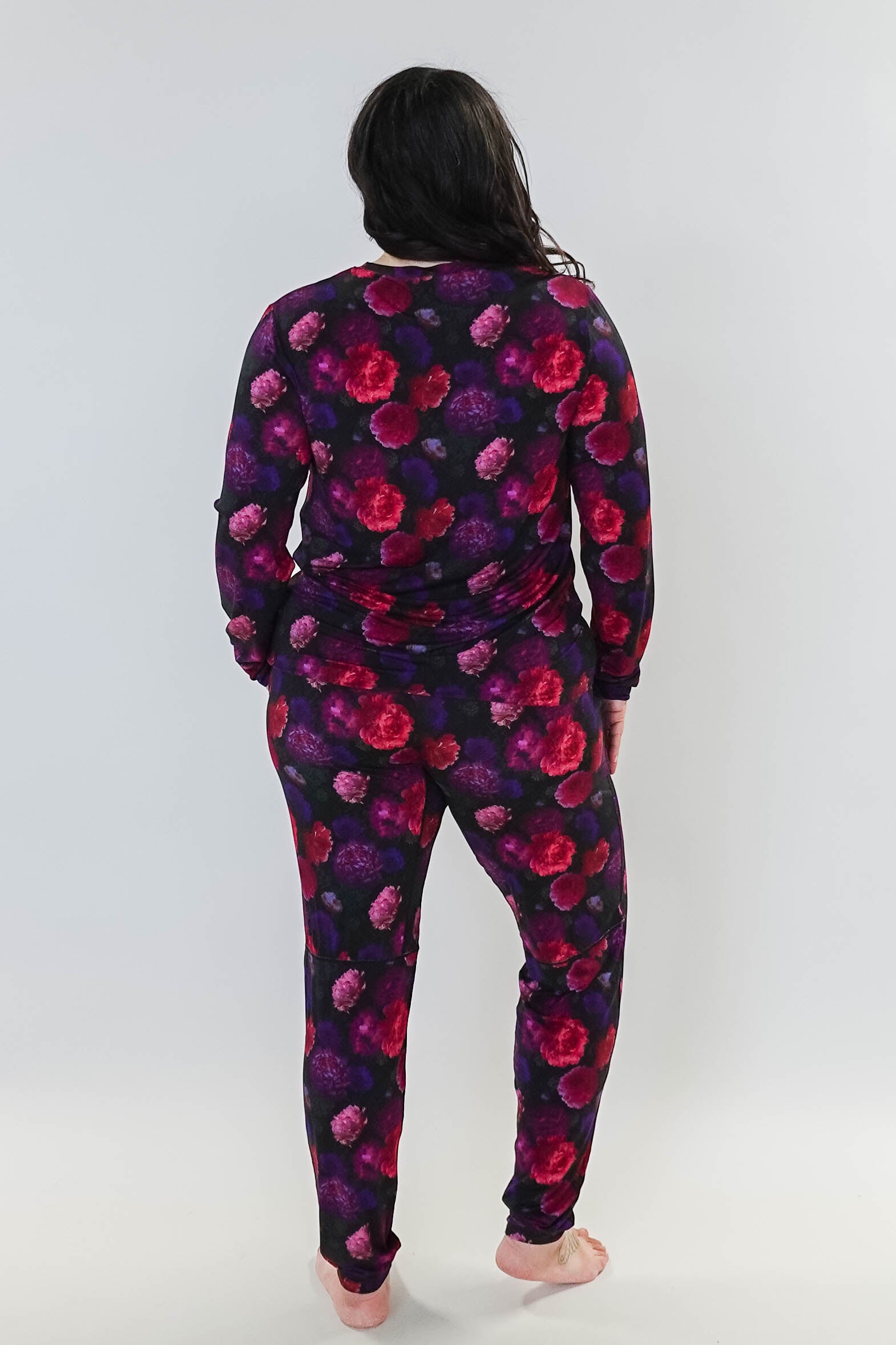 Winter Blossom Long Sleeve Jogger Bamboo PJ Set showcasing back