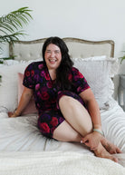 Winter Blossom Print Tee & Capri Bamboo PJ Set women's tee capri pajama set bamboo purple floral print GEORGIA RYLAN