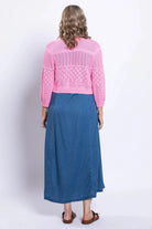 Aldi Cotton Pointelle Cardigan – Cropped 3/4 Sleeve Open - Front Shrug - Blue Sky Clothing Co - Cloud Nine Pajamas