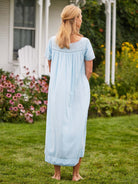 women's cotton modal nightgown in light blue with embroidery April Cornell