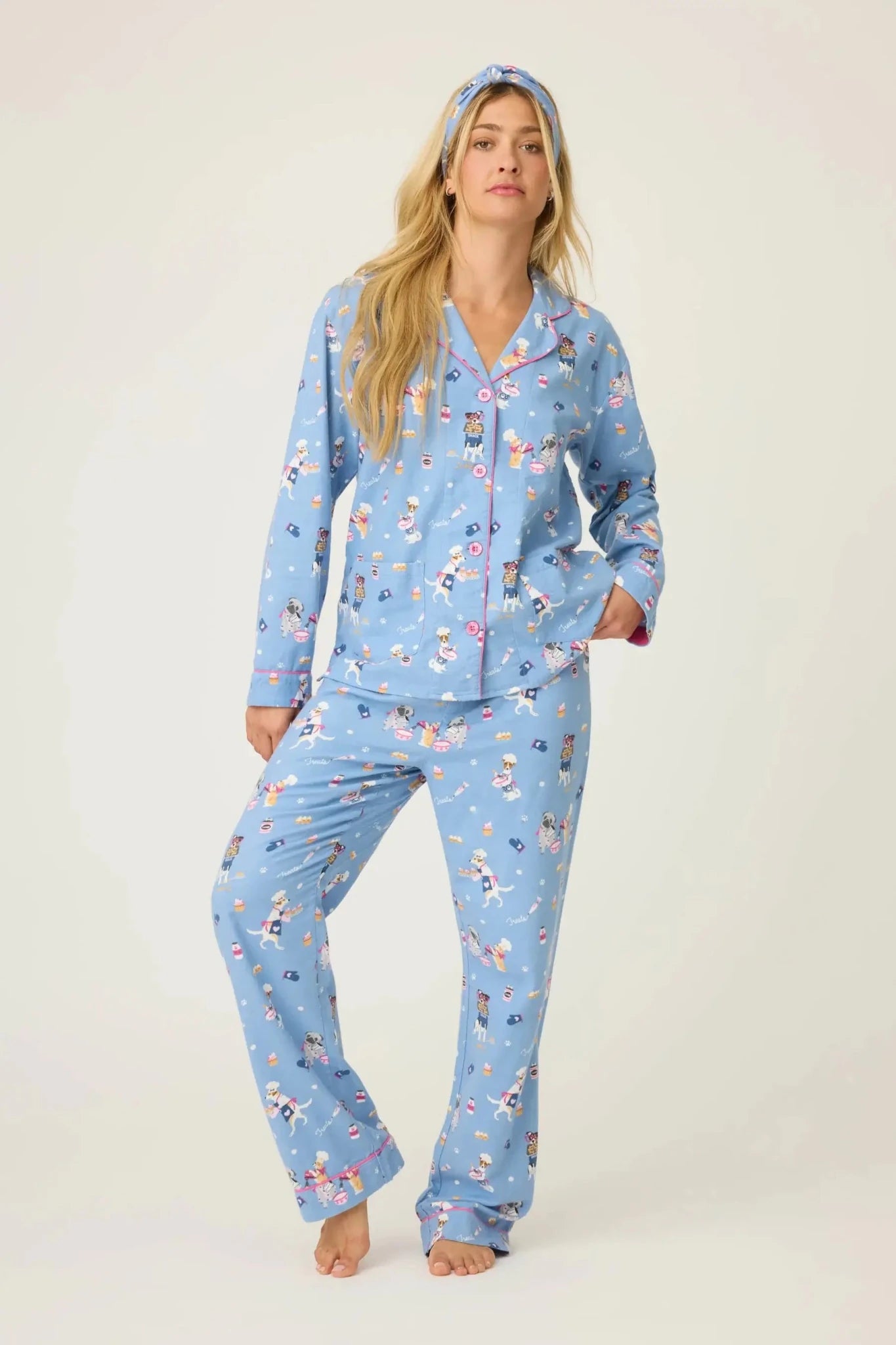 Baked Woof Love Dog Print 3 - Piece Flannel PJ Set | PJ SALVAGE - PJ Salvage - Cloud Nine Pajamas