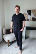 Men's Bamboo Cooling Short Sleeve Sleep Tee Black