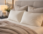 Georgia Rylan Bamboo Pillowcase lifestyle on bed white — Cloud Nine Pajamas Edmonton