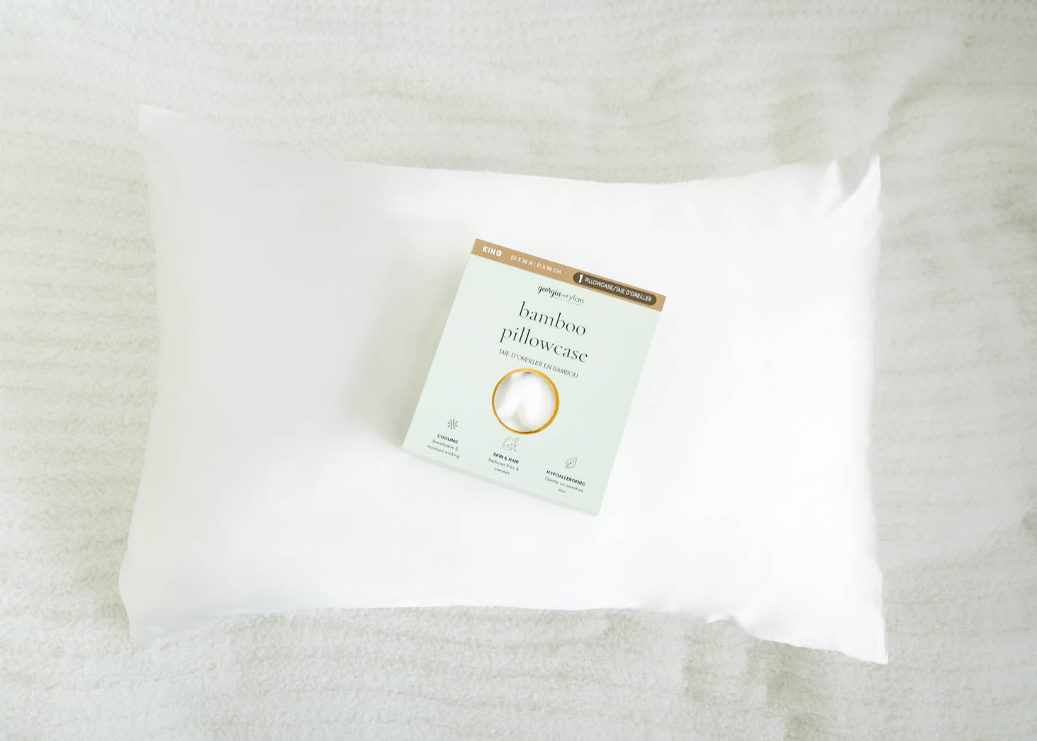 Georgia Rylan Bamboo Pillowcase King size white OEKO-TEX certified — Cloud Nine Pajamas Edmonton