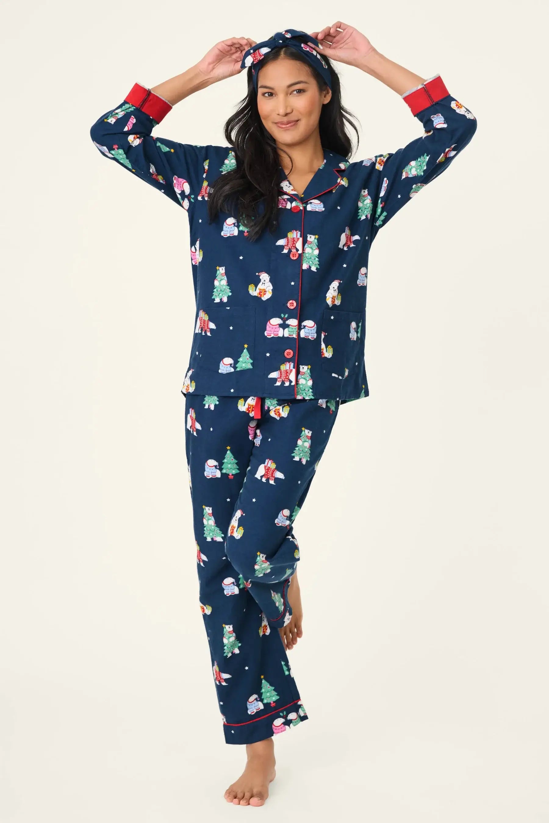 Bearly Awake 3-Piece Flannel PJ Set | Polar Bear Print & Headband PJ Salvage Canada