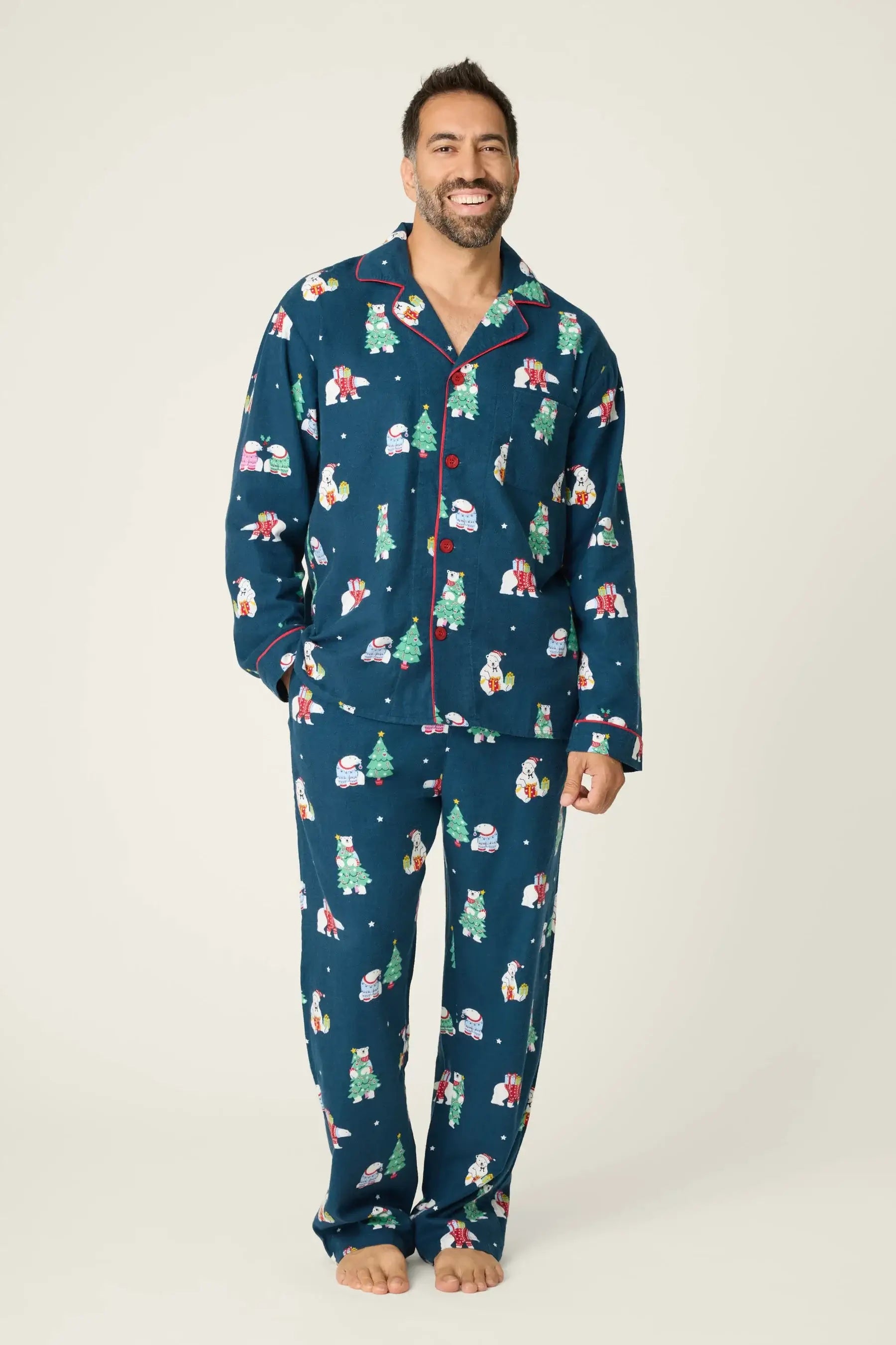 Bearly Awake Men's Flannel PJ Set | Holiday Bear Print | PJ Salvage