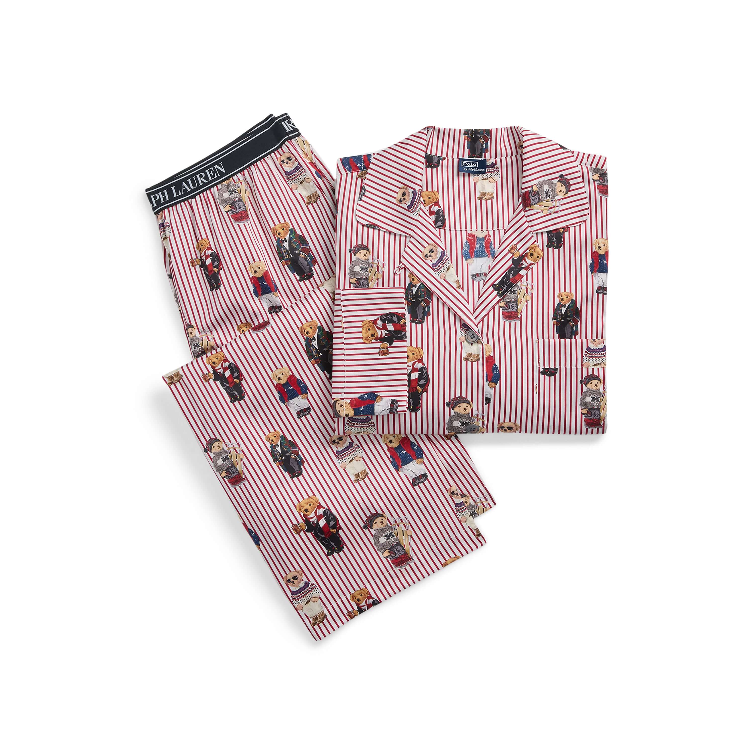 woman's iconic bear pajama set from ralph lauren sleepwear in bear red