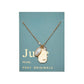 Birthstone Charm Necklace in 14k Plated Gold featuring a pearl and 'LOVE' charm on a blue card by Foxy Originals.