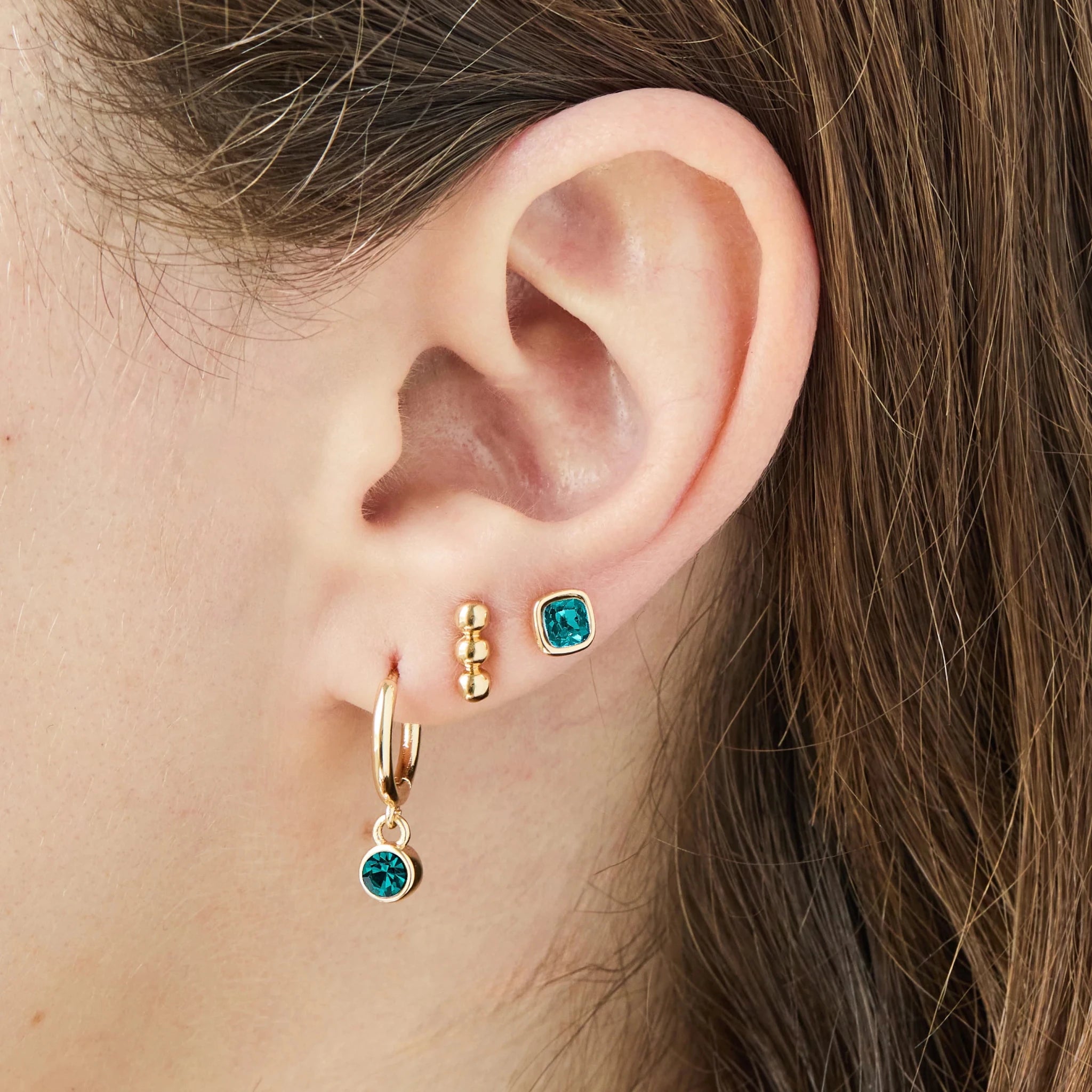 Foxy Originals Birthstone Earrings Gold huggie hoop and stud set — Cloud Nine Pajamas