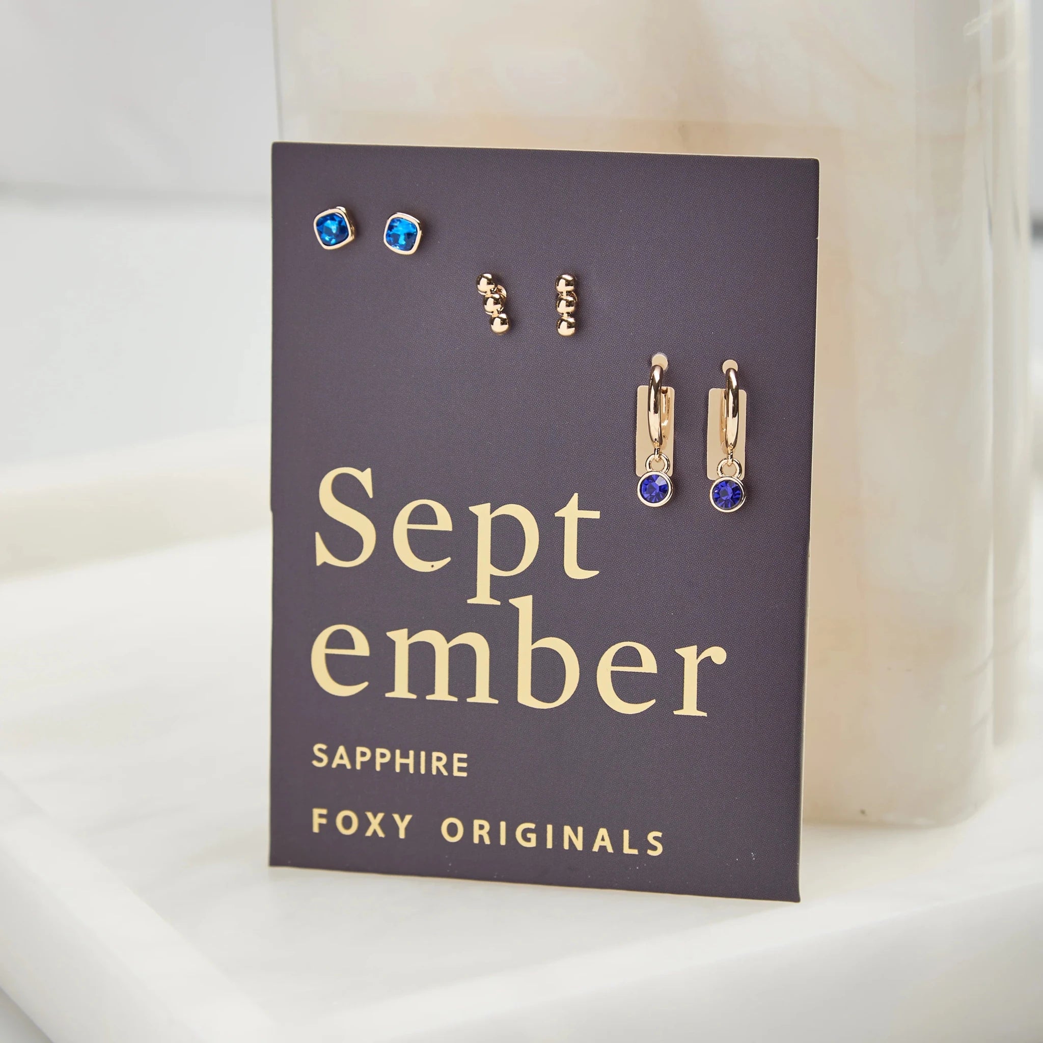 Foxy Originals Birthstone Earrings Gold huggie hoop and stud set — Cloud Nine Pajamas