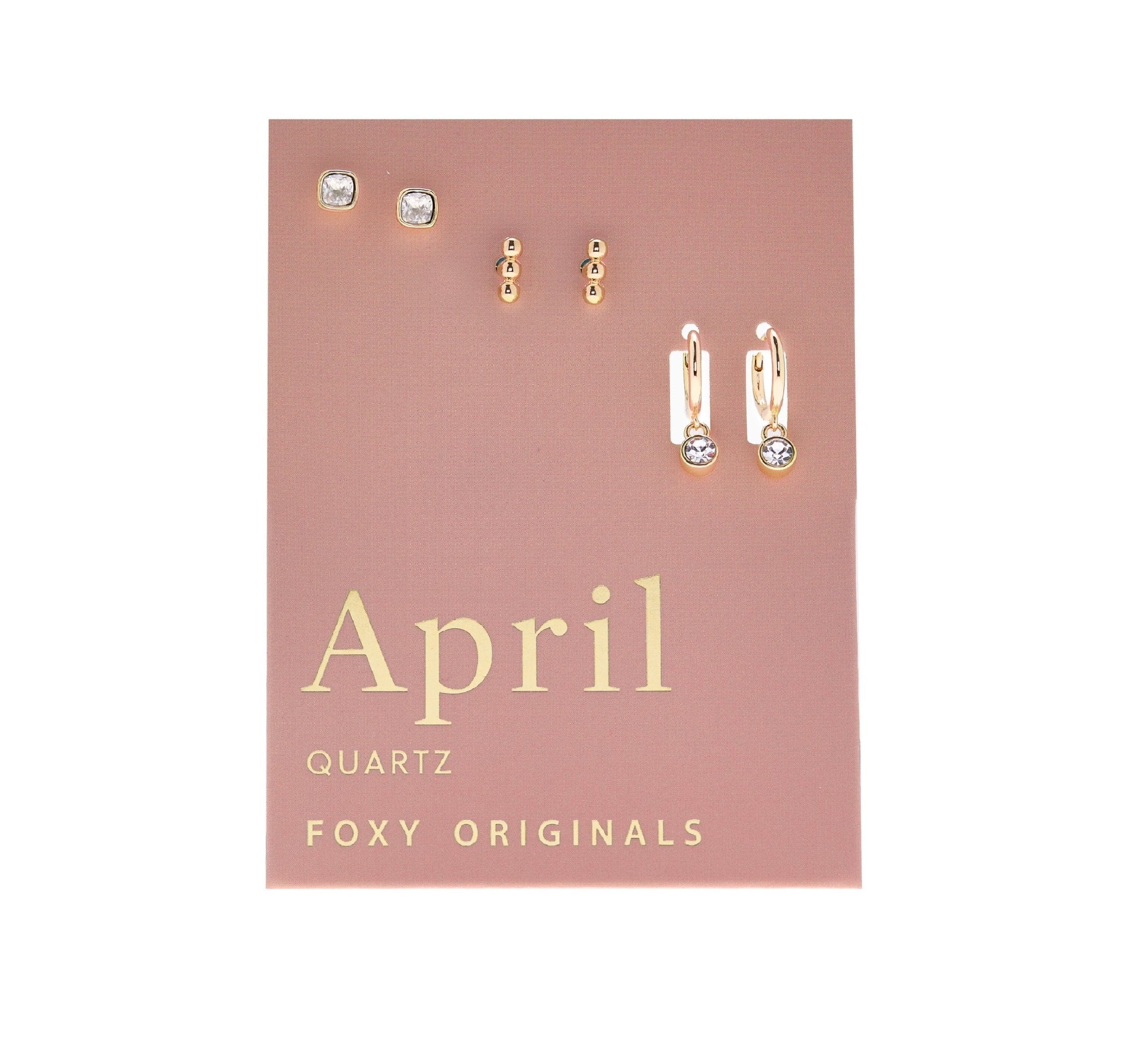 Foxy Originals Birthstone Earrings Gold huggie hoop and stud set — Cloud Nine Pajamas