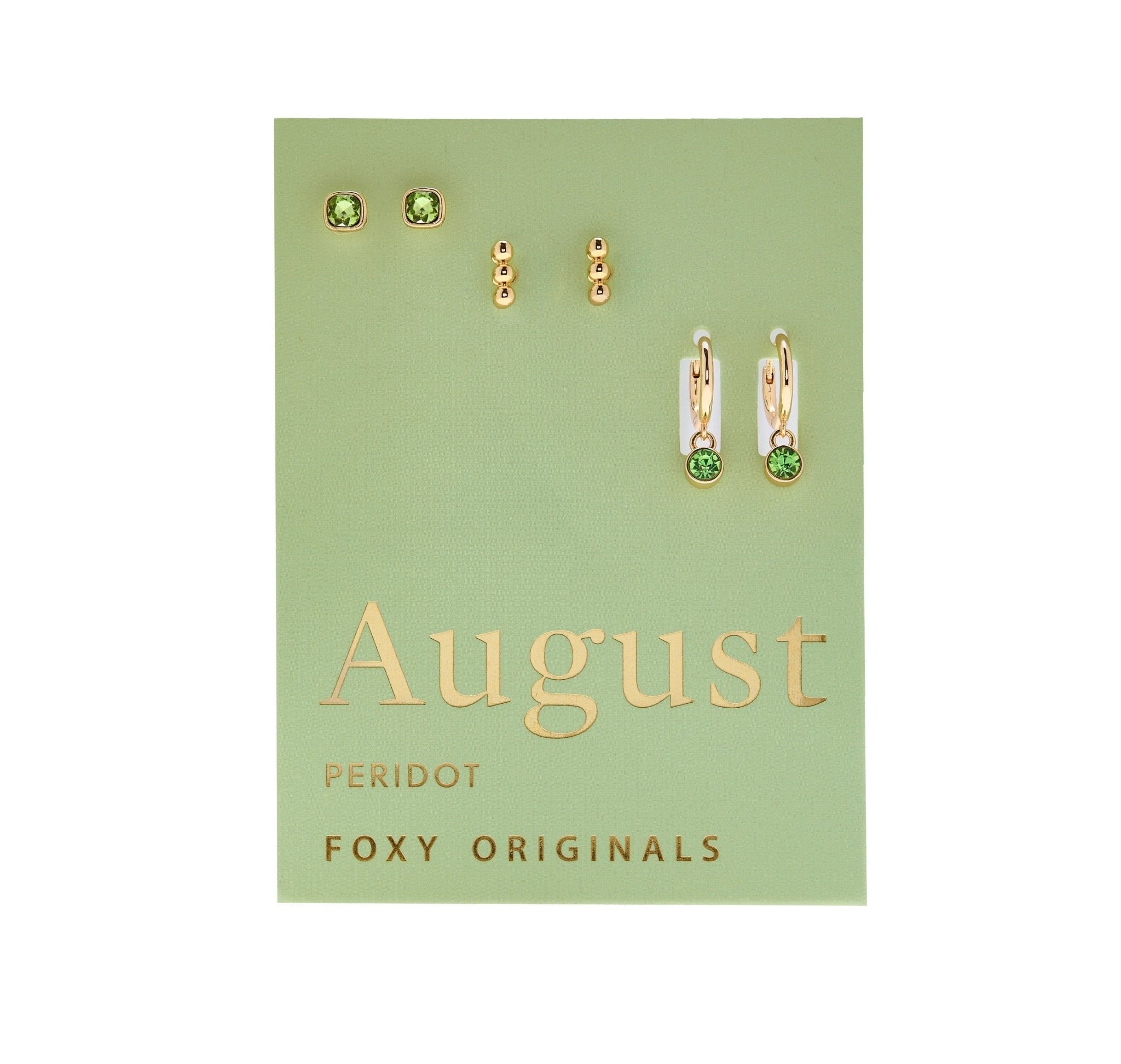 Foxy Originals Birthstone Earrings Gold huggie hoop and stud set — Cloud Nine Pajamas