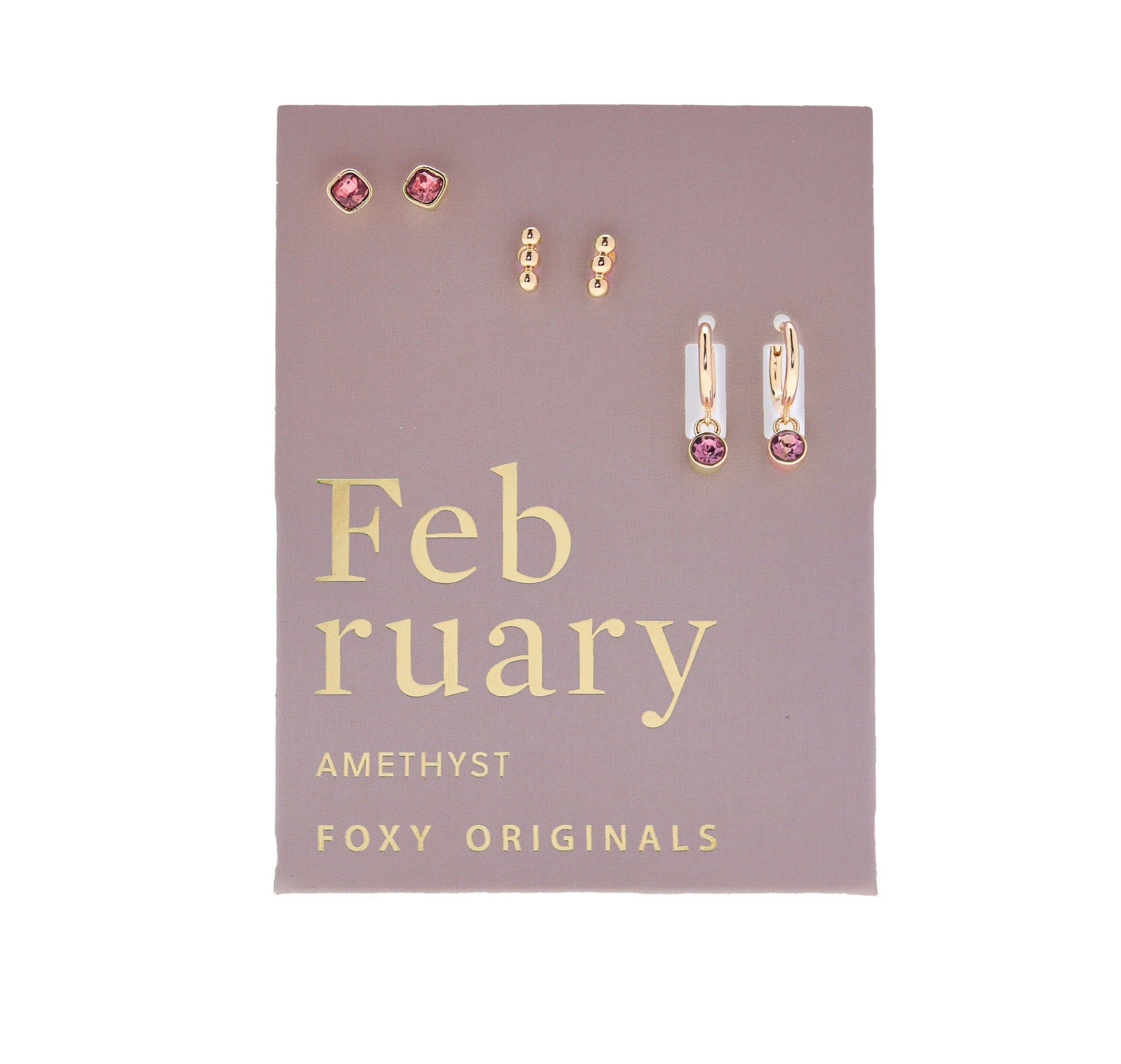 Foxy Originals Birthstone Earrings Gold huggie hoop and stud set — Cloud Nine Pajamas