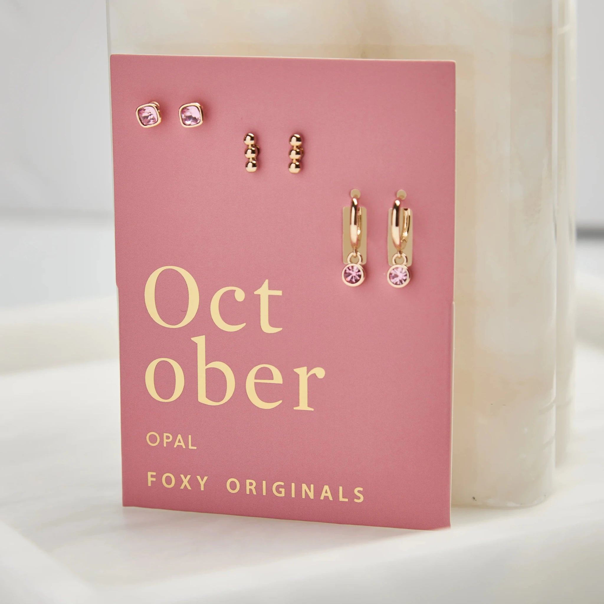 Foxy Originals Birthstone Earrings Gold huggie hoop and stud set — Cloud Nine Pajamas