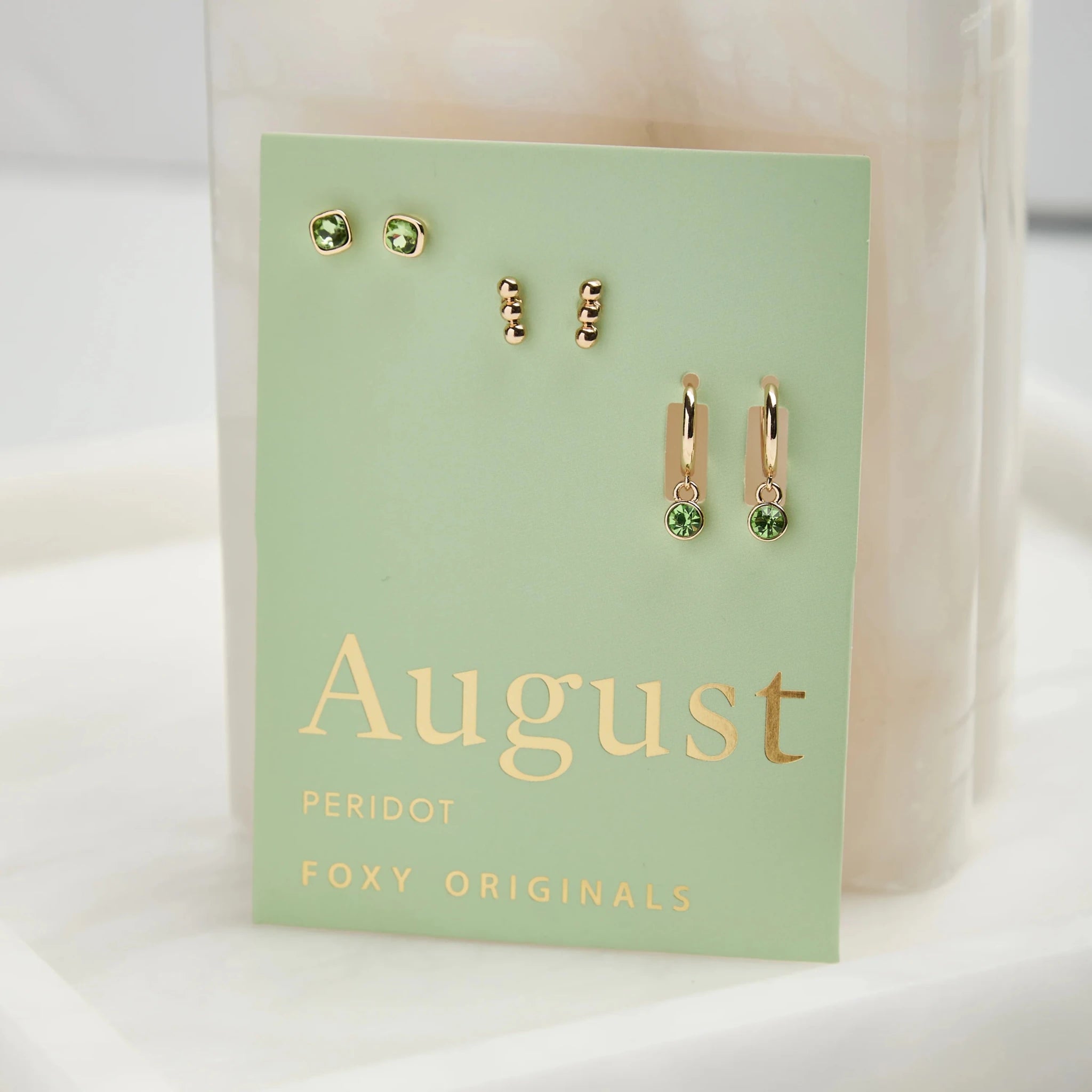 Foxy Originals Birthstone Earrings Gold huggie hoop and stud set — Cloud Nine Pajamas