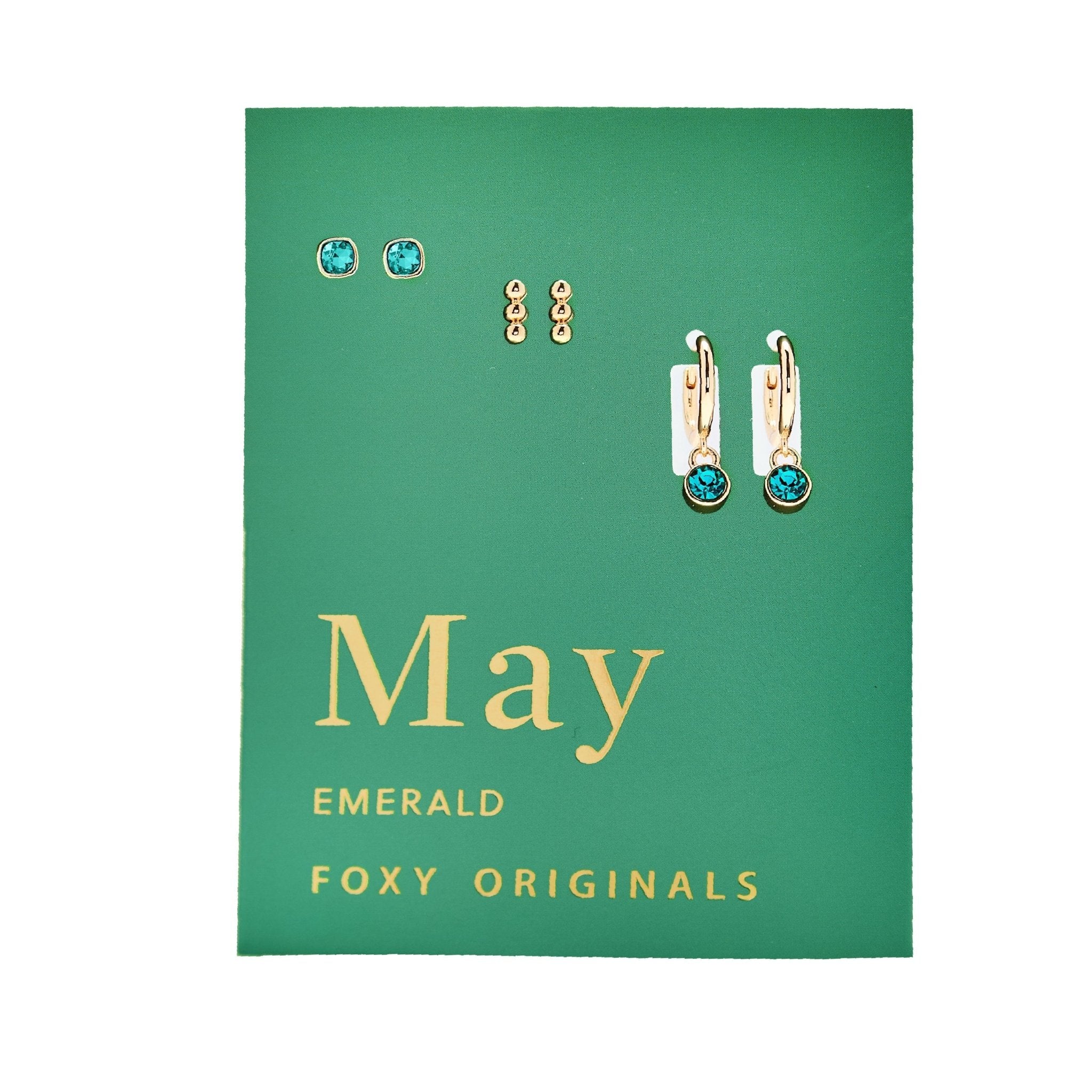 Foxy Originals Birthstone Earrings Gold huggie hoop and stud set — Cloud Nine Pajamas