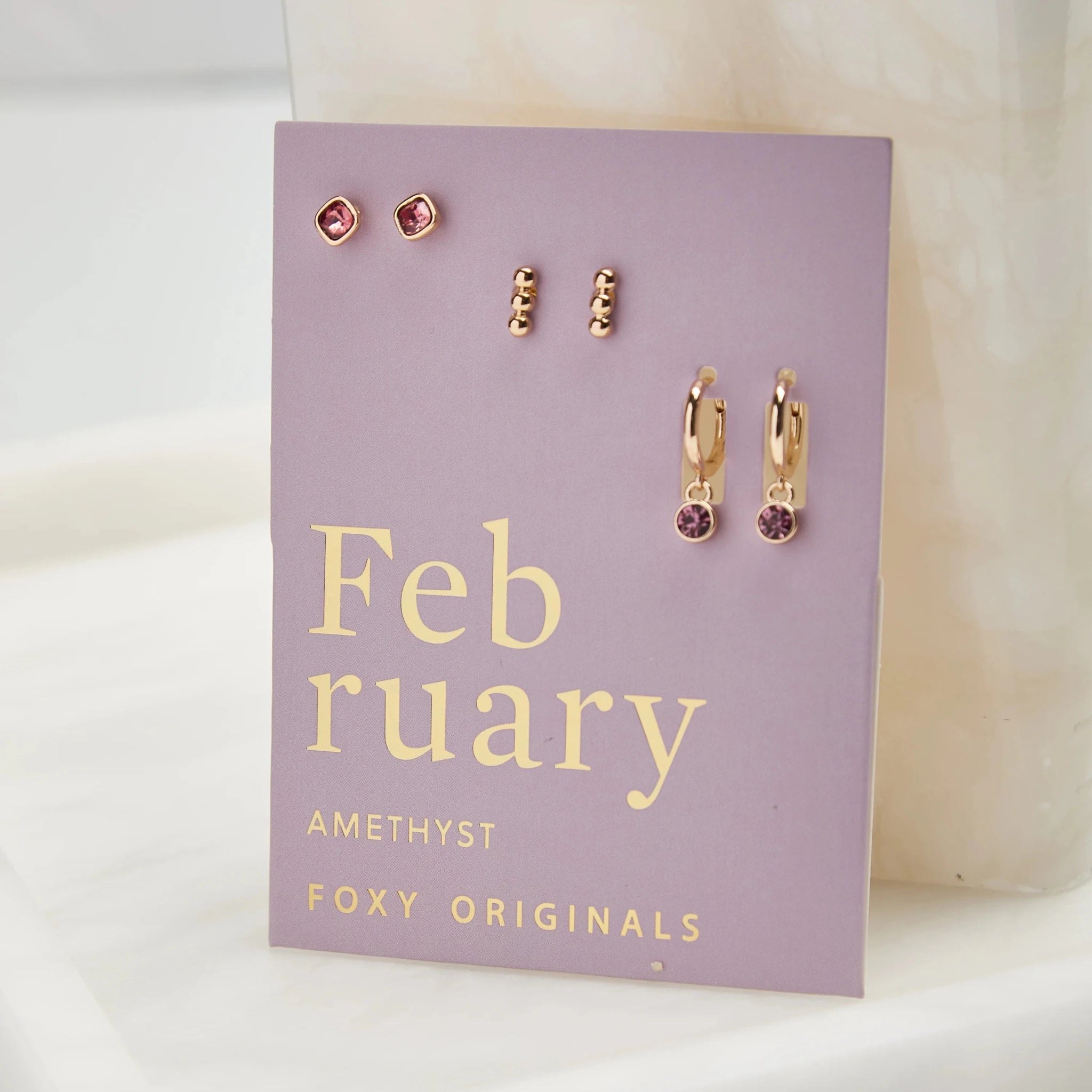 Foxy Originals Birthstone Earrings Gold huggie hoop and stud set — Cloud Nine Pajamas