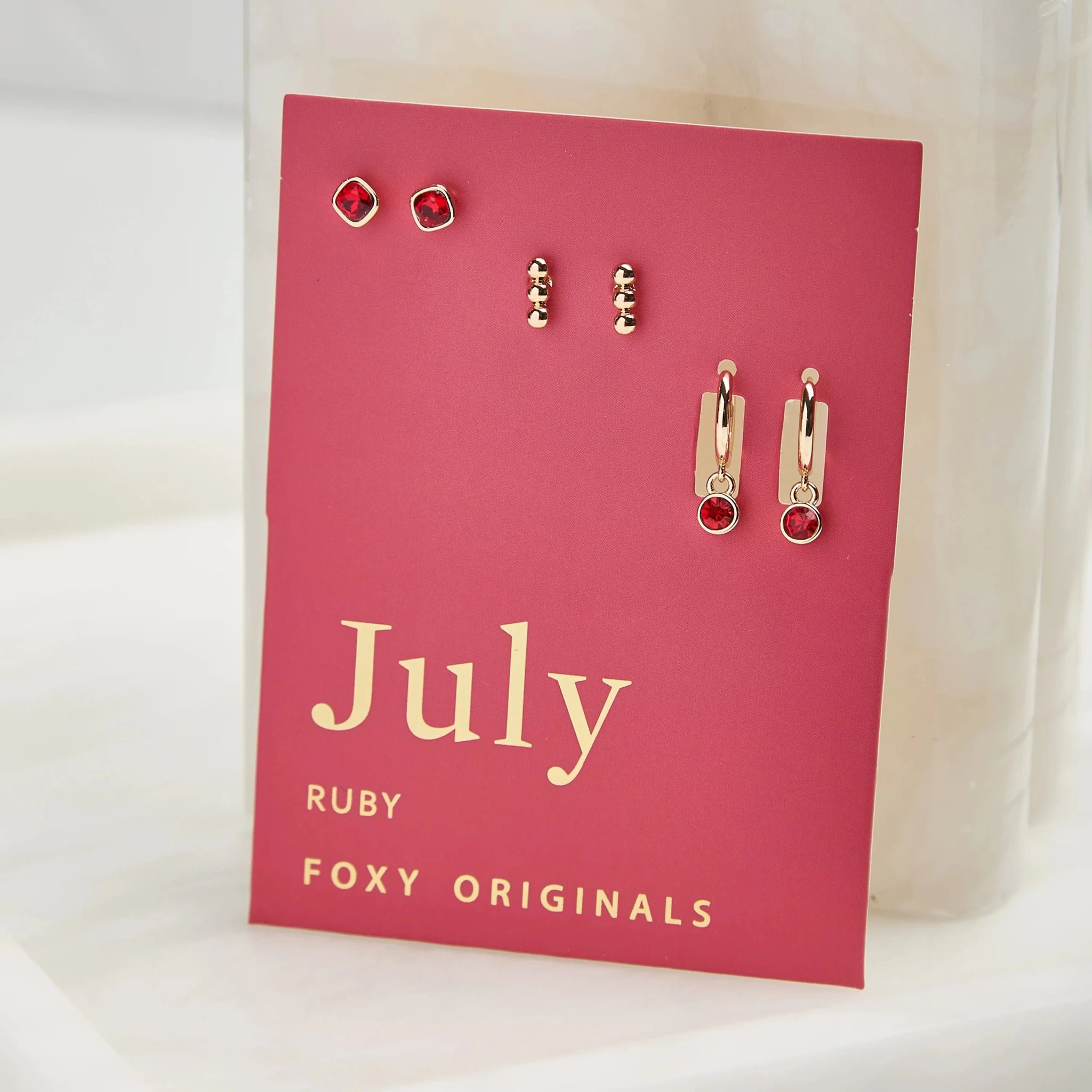Foxy Originals Birthstone Earrings Gold huggie hoop and stud set — Cloud Nine Pajamas