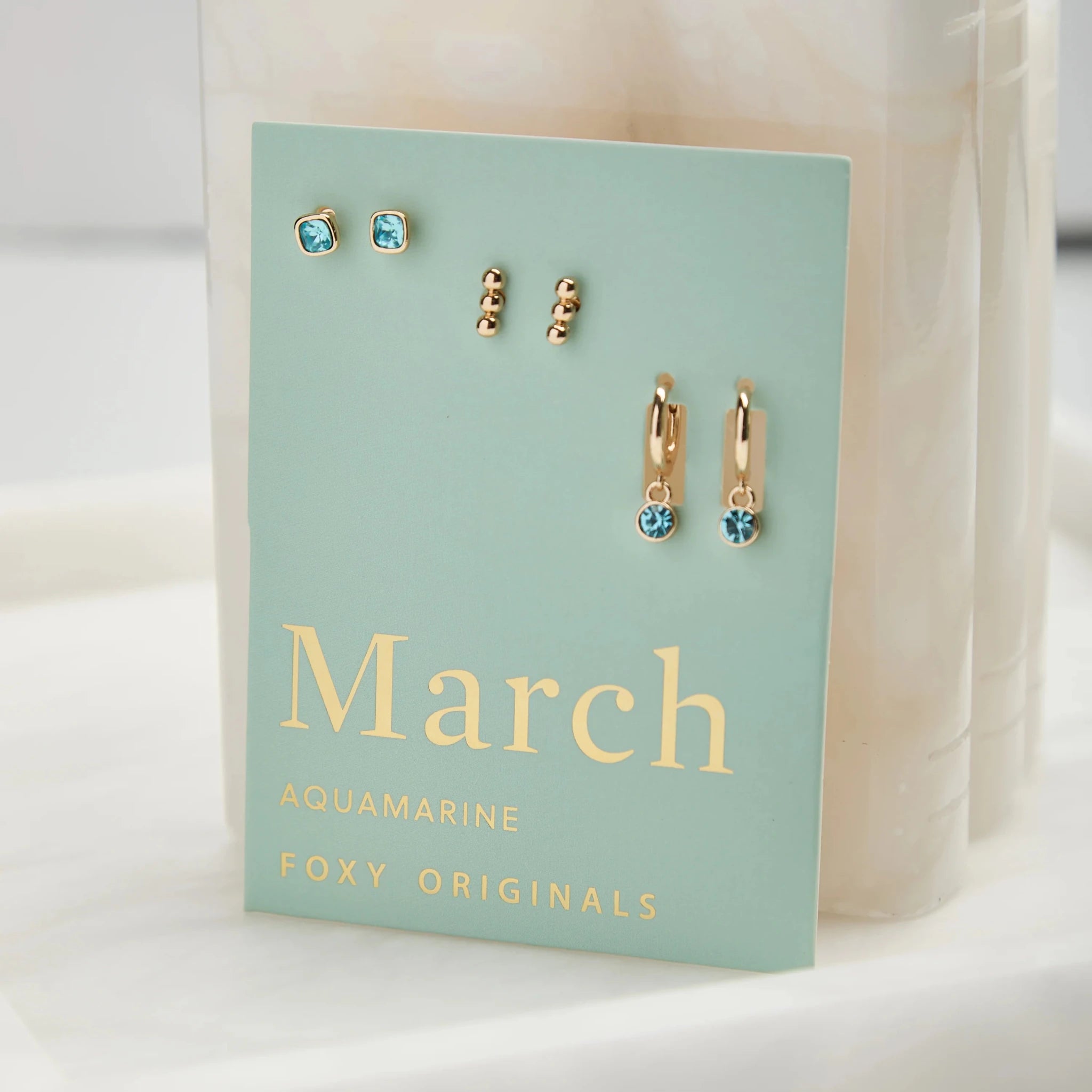 Foxy Originals Birthstone Earrings Gold huggie hoop and stud set — Cloud Nine Pajamas