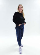 women's long sleeve black crew neck top bamboo georgia rylan 