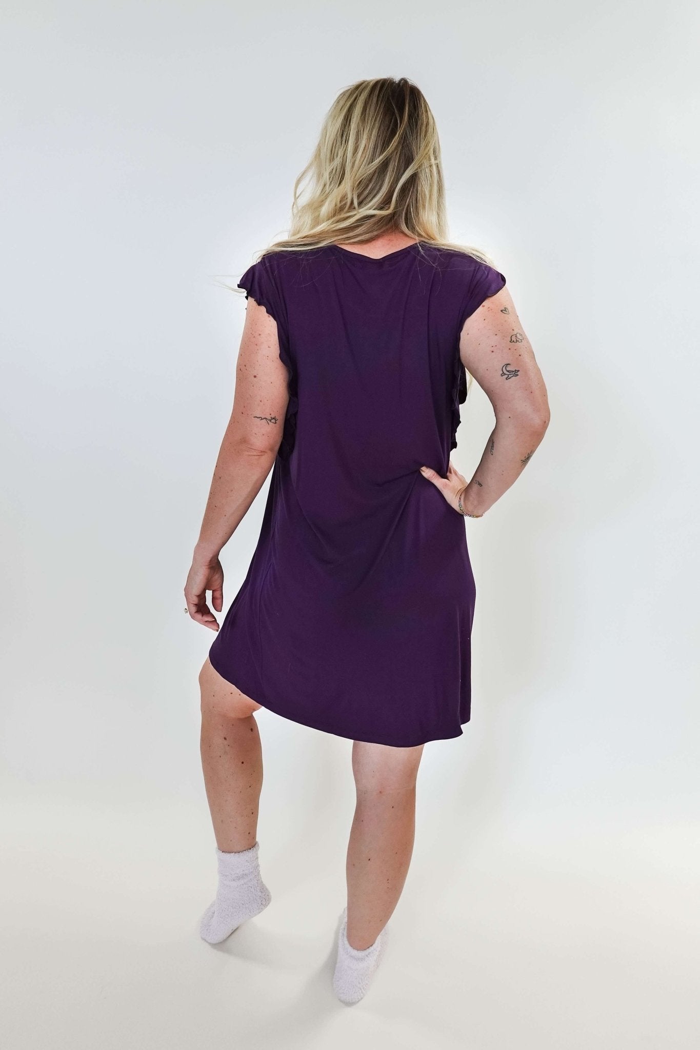 Blackberry Amethyst Flutter Bamboo Nightgown - Georgia Rylan - Cloud Nine Pajamas