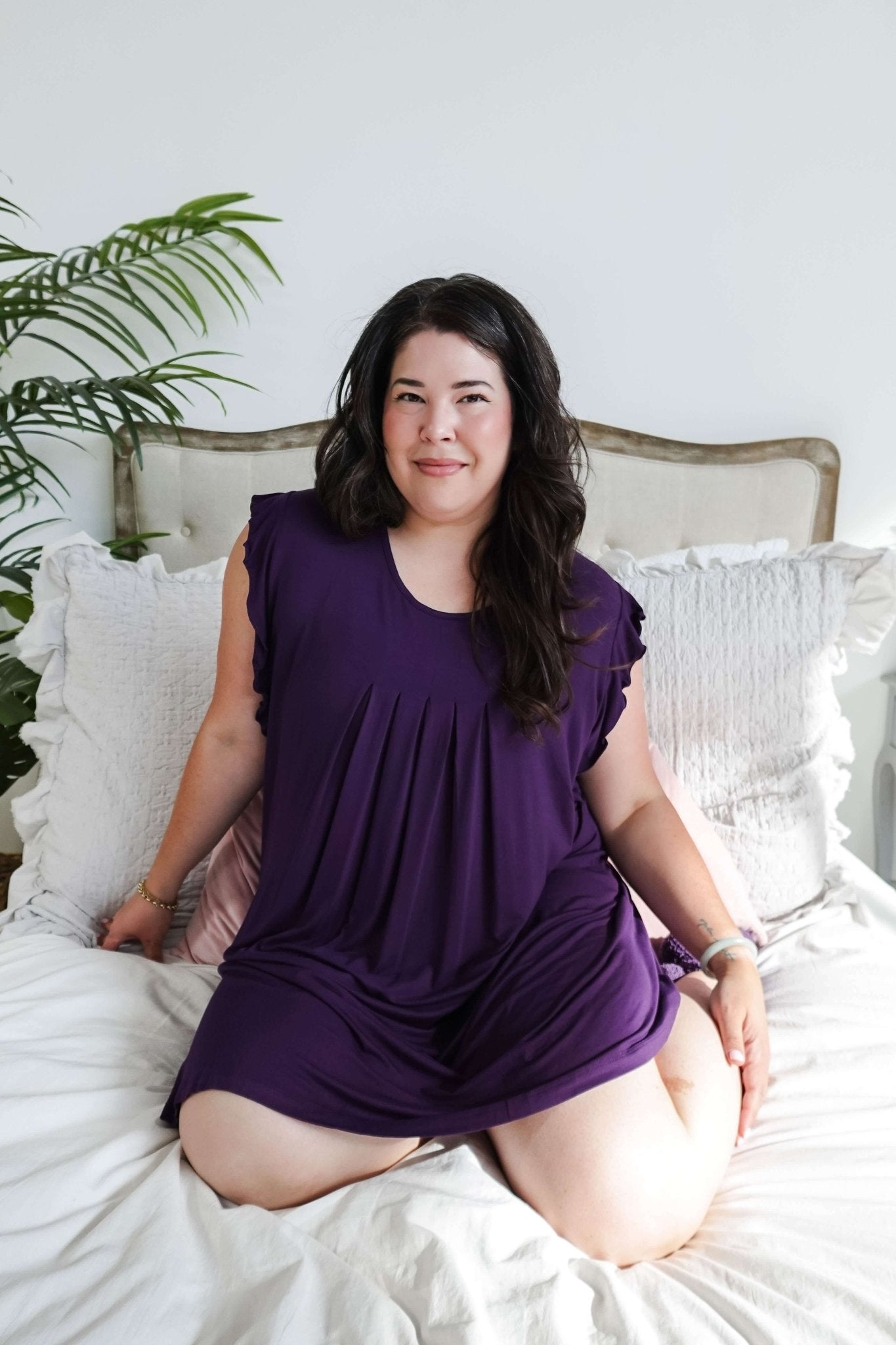 women's dark purple knee length nightgown bamboo Georgia Rylan