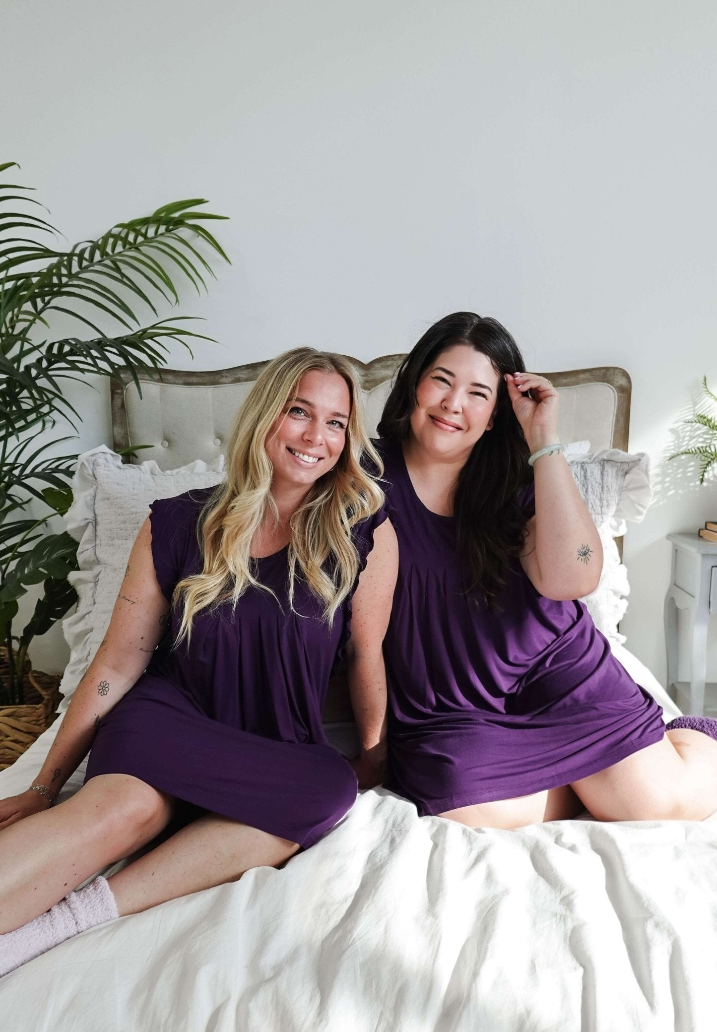 women's dark purple knee length nightgown bamboo Georgia Rylan