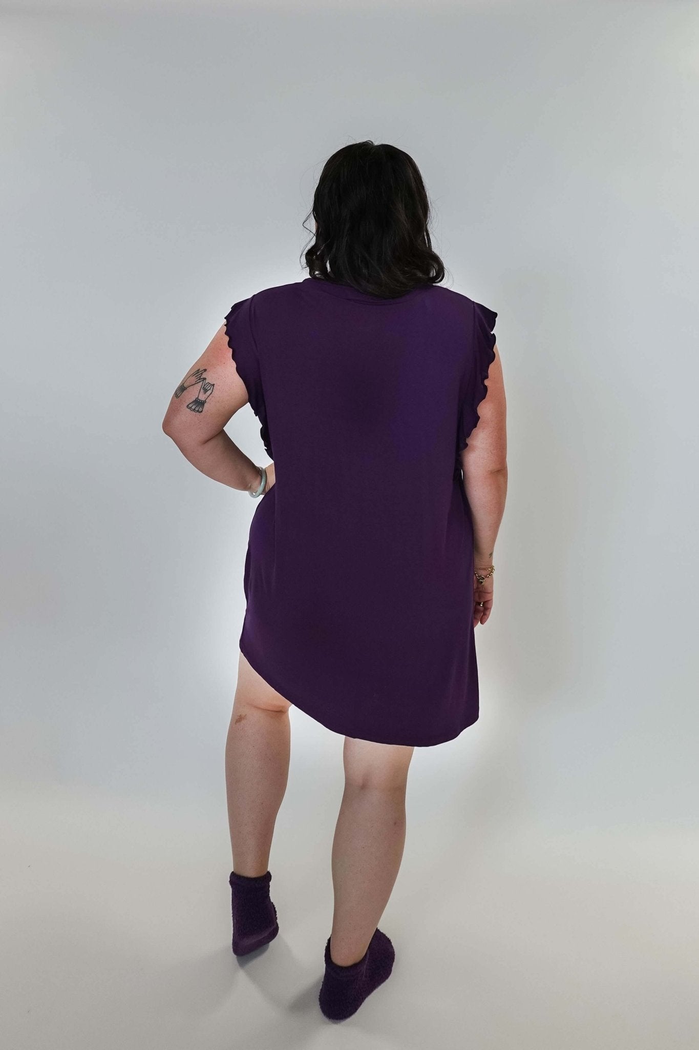 Blackberry Amethyst Flutter Bamboo Nightgown - Georgia Rylan - Cloud Nine Pajamas