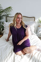 women's dark purple knee length nightgown bamboo Georgia Rylan