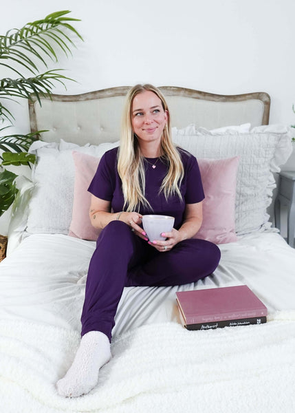Blackberry Amethyst Bamboo Tee & Jogger Lounge Set | Georgia Rylan