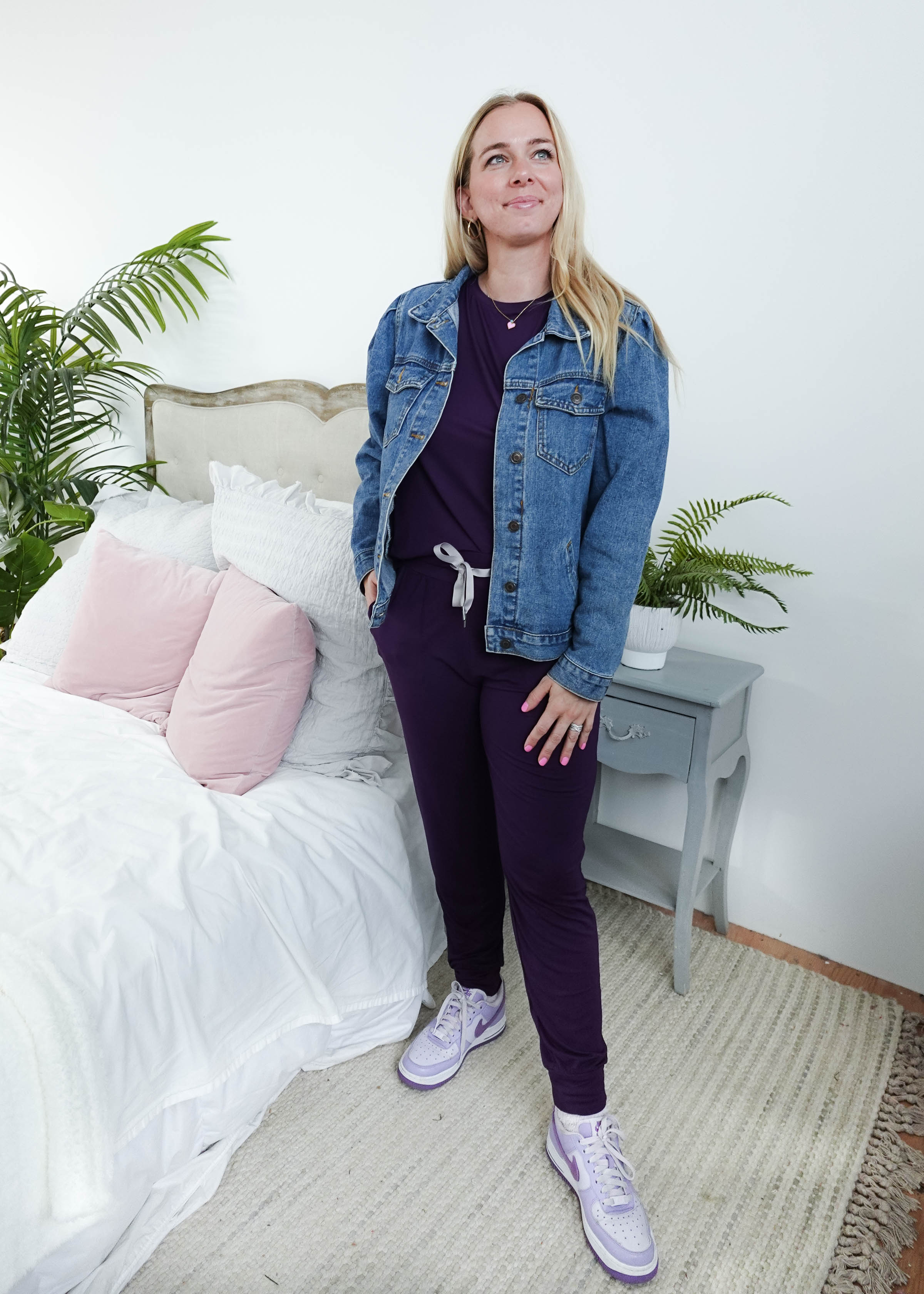 Blackberry Amethyst Tee & Jogger Bamboo PJ Lounge Set women's purple loungewear tee and jogger set Georgia Rylan