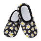 Snoozies Skinnies Lightweight Slipper Socks in Black Daisy Print - Non-skid Soles
