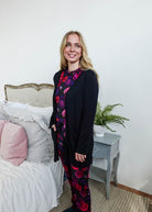 womens long bamboo cardigan with pockets in black georgia rylan