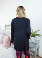 womens long bamboo cardigan with pockets in black georgia rylan