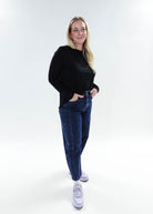 women's long sleeve black crew neck top bamboo georgia rylan 