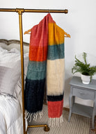 rainbow block stripe oversize blanket scarf
