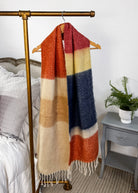 blue block stripe oversize blanket scarf