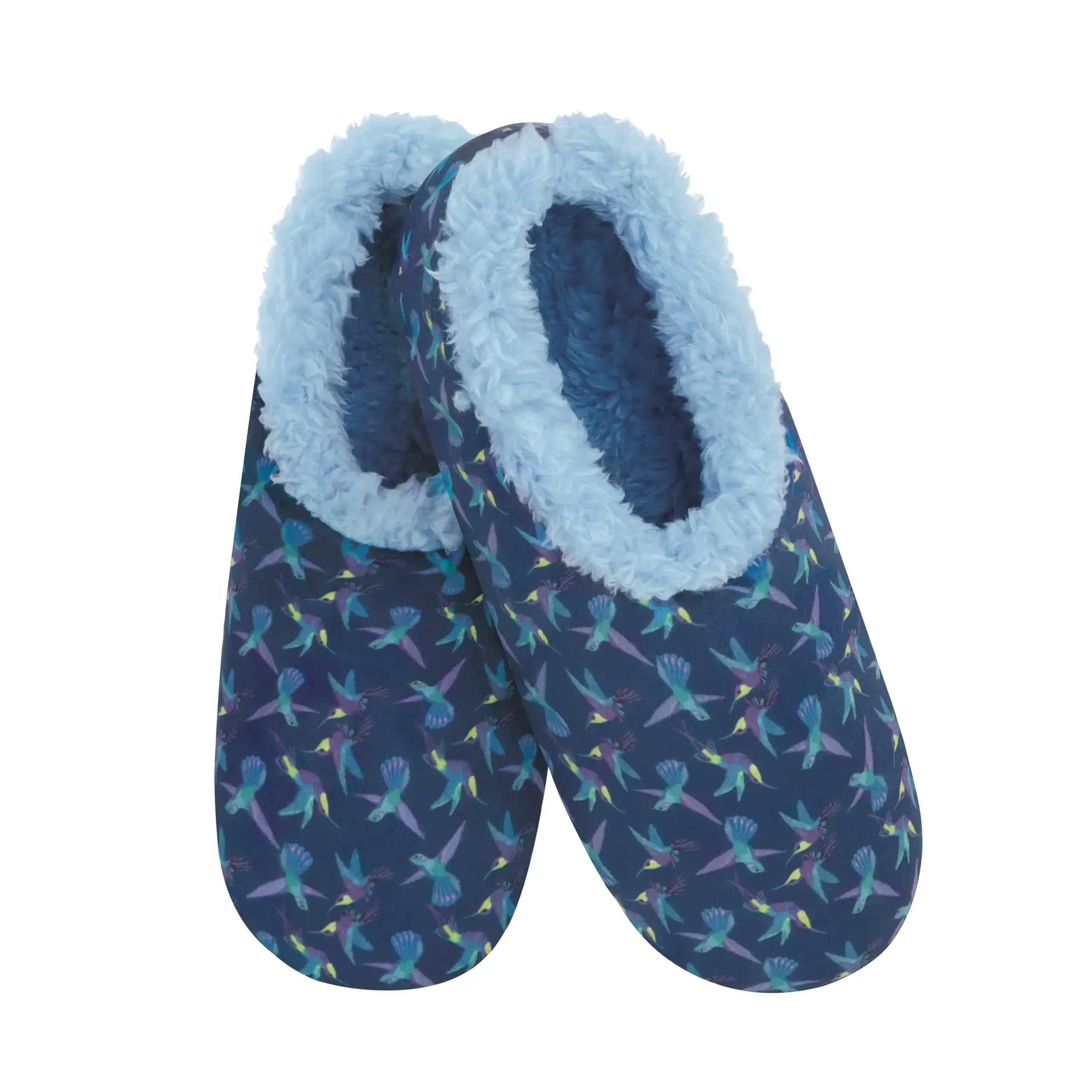 Snoozies Plush COZY Slipper Socks blue birds