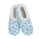 Snoozies Plush COZY Slipper Socks blue polka dots