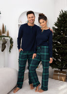 Cassandra Women's Super Soft Flannel PJ Set | Navy/Blue Plaid Sensis Poland 