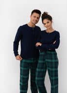 Cassandra Women's Super Soft Flannel PJ Set | Navy/Blue Plaid Sensis Poland 