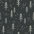 Bob's Sleepwear Co. Trees print close-up hand-drawn cream pine trees dots on charcoal — Cloud Nine Pajamas