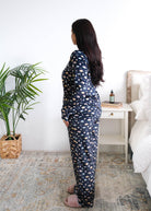 Miranda Nic Book Club Velour PJ Set model side view — Cloud Nine Pajamas