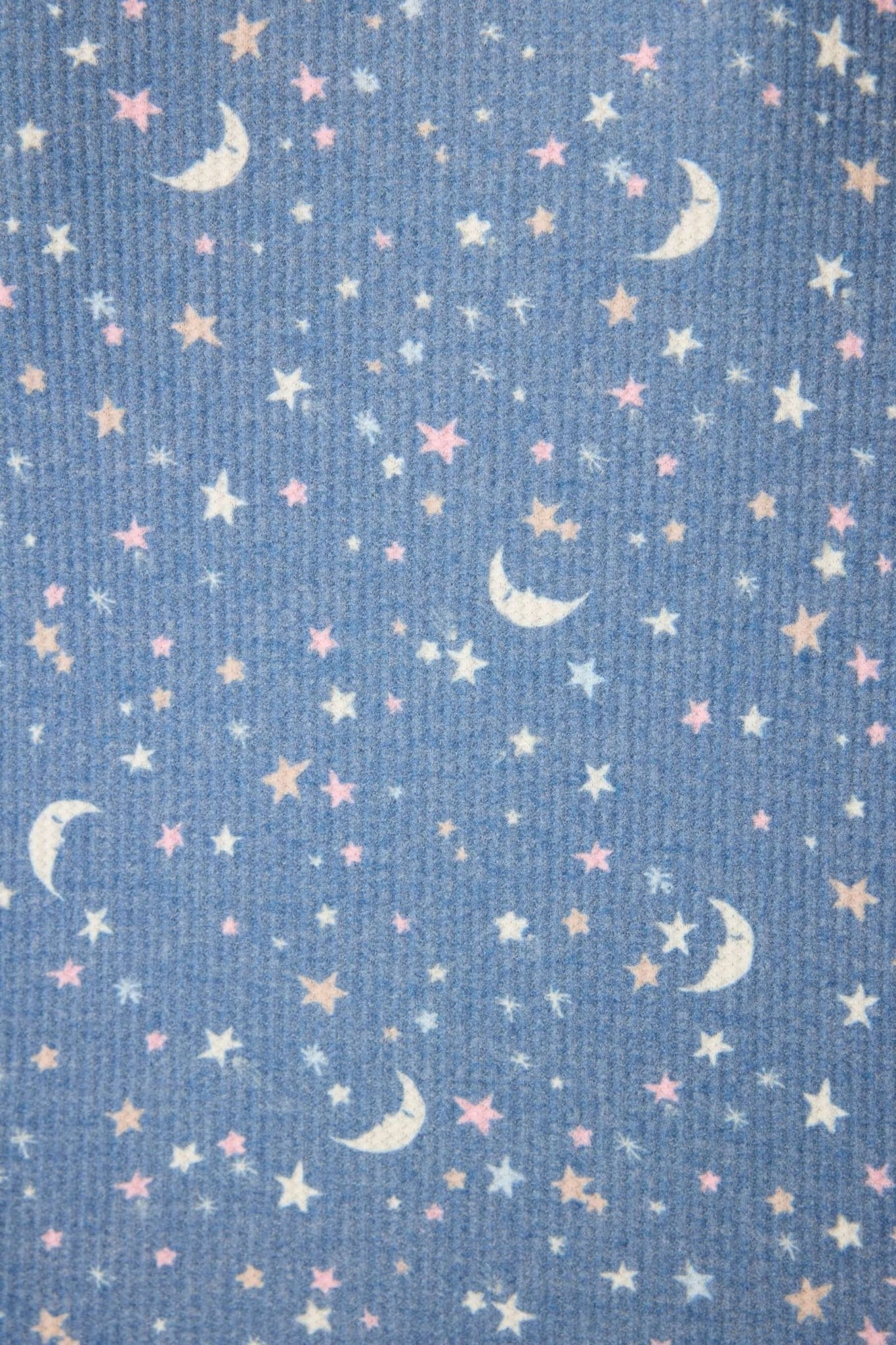 Boyfriend Boxer Moon & Stars PJ Short Set | Peachy Soft Waffle Knit | PJ Salvage women's relaxed pj set with shorts and boxer style shorts with pj salvage printed waistband close up of print