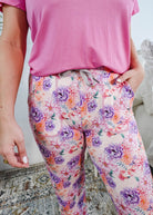Dream In Blooms Tee & Jogger Bamboo Lounge Set featuring a bubblegum pink tee and floral print joggers.