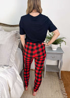 Buffalo Plaid Print Regular Rise Buttery Soft Leggings | O/S fits women XS-L back view