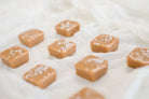 salted caramel 2 piece box pack - handcrafted Canadian candy showing the texture and shape of the artisan treat