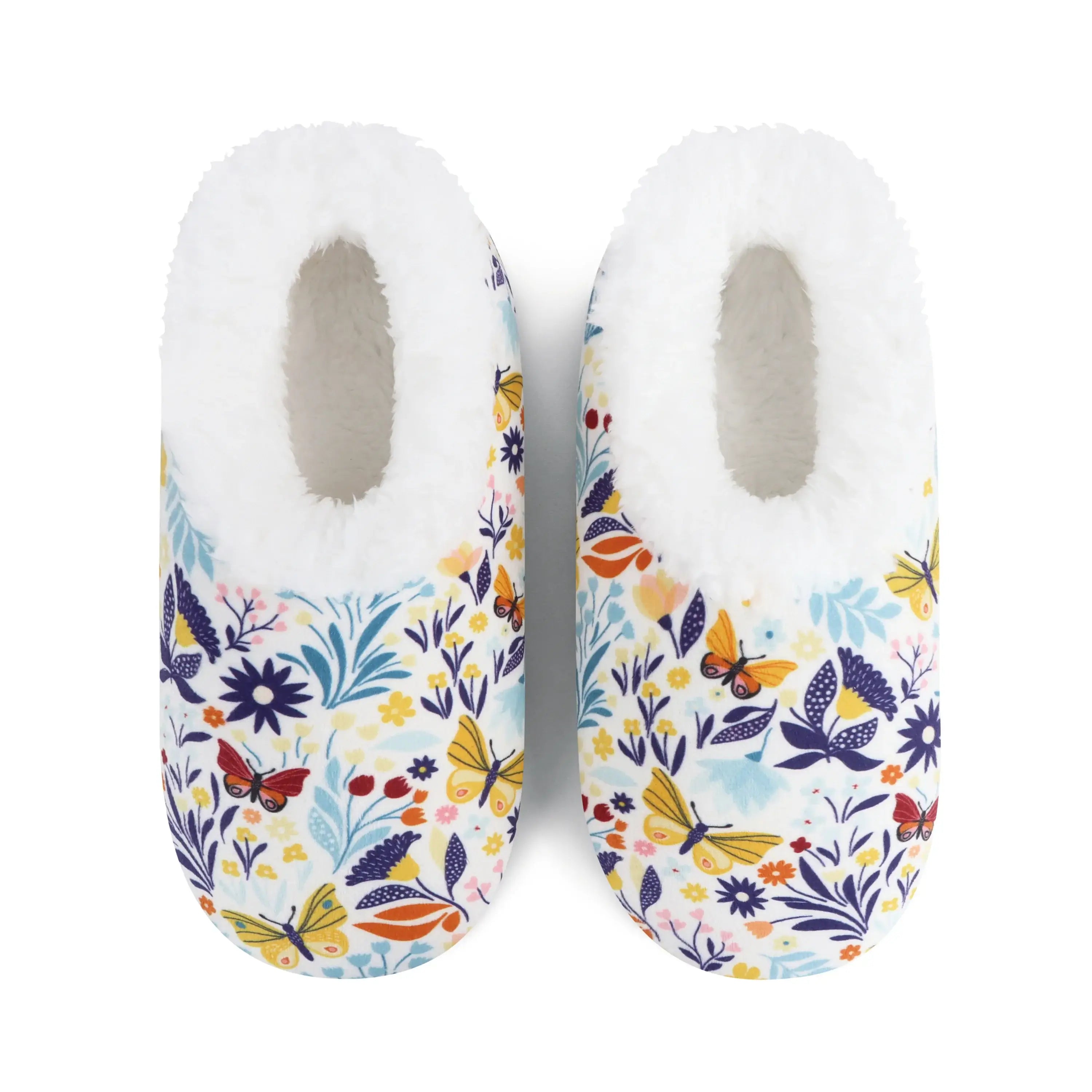 Snoozies Plush COZY Slipper Socks butterflies & flowers