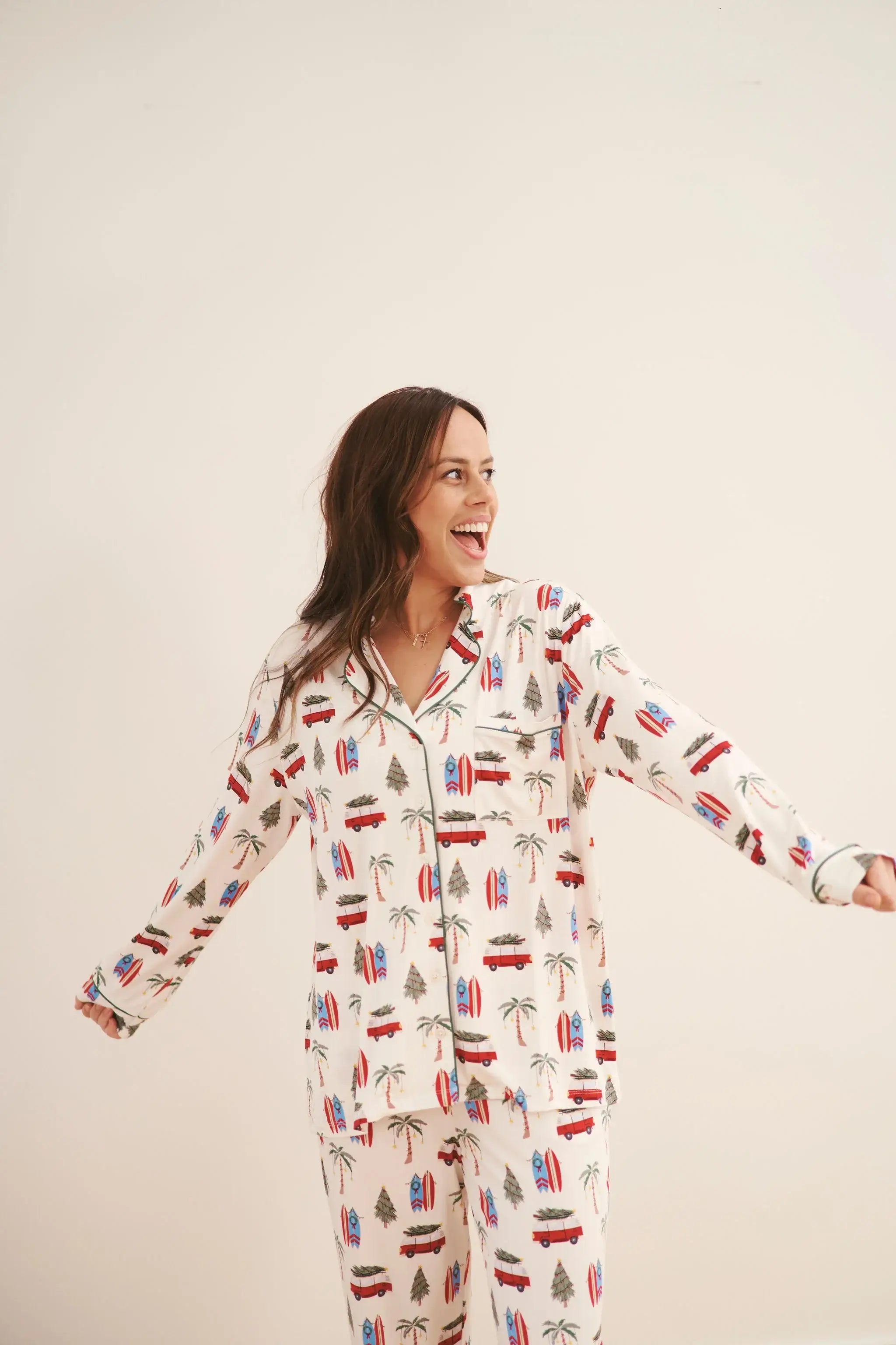 women's beachy christmas print pj set family matching Bambi & Birdie