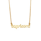 Zodiac Script Necklace in 14K Plated Gold featuring the word 'capricorn' on a delicate chain.